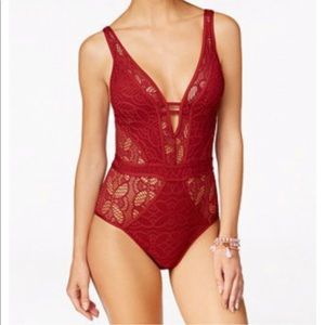 NWT Becca Color Play one-piece swimsuit M Henna